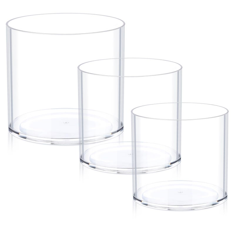 JYPS Flower Clear Vase Centerpiece for Home 1-Set of 3 Sizes, Wedding Party, Plastic Clear Cylinder Wide Vase for Flowers, Decorative Wide Mouth Vase for Decor, Centerpieces, Large Clear Container - Image 1