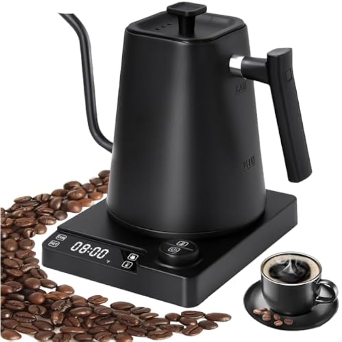 Pomefar Electric Kettle Tea  Coffee Kettle With Temperature Control Stainless Steel Gooseneck Kettle 1200W Rapid Heating Auto ShutOff Matte Black - Image 2