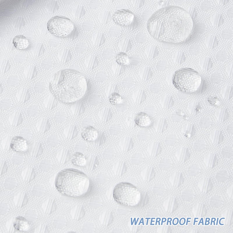 Furlinic Extra Long Waffle Weave No Hook Shower Curtain with Snap in Liner,Heavy Duty Textured Fabric Bathroom Curtains,Hotel Style with Mesh Top Window,Waterproof & Machine Washable,White,71x96. - Image 3