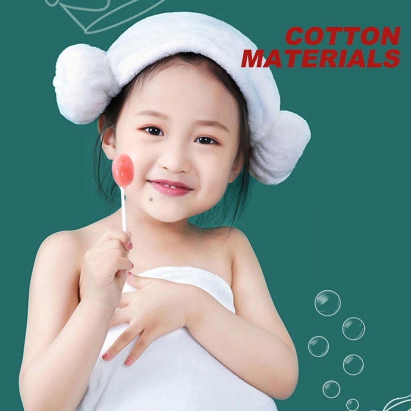 Quick Dry Hair Towel Wrap White Plush Cotton Heart Pattern Soft Bath Turban Cap - Image 4