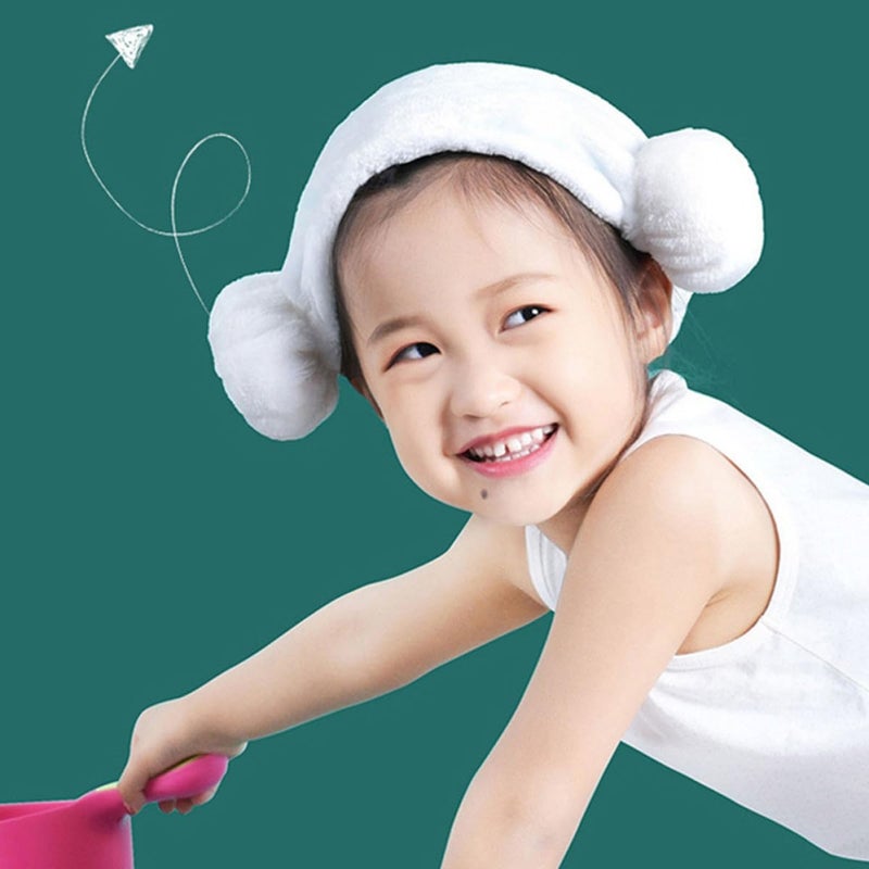 Quick Dry Hair Towel Wrap White Plush Cotton Heart Pattern Soft Bath Turban Cap - Image 5