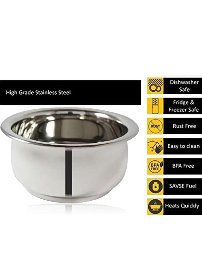 Ayda طقم أواني طهي من الفولاذ المقاوم للصدأ مكون من 10 قطع، قدر كسرولة بقاع منحني مع غطاء سعة 9 لترات - Image 3