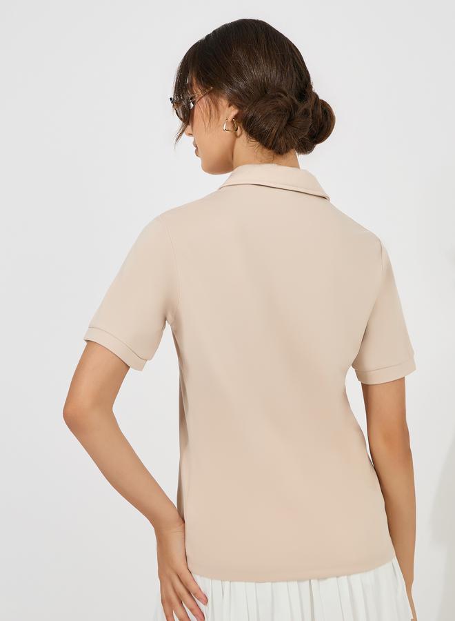 Styli Regular Fit Varsity Print Polo T-Shirt with Half Placket - Image 5