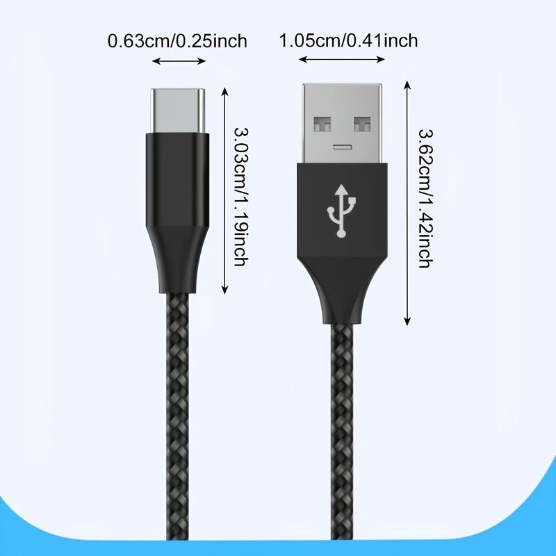 3 قطع كابل شاحن USB C أسود وأحمر بطول 3.3 قدم، كابل شحن سريع من USB A إلى C - Image 4