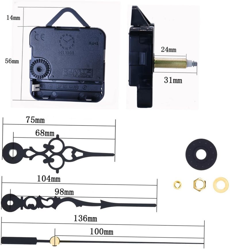 1 قطعة آلية حركة ساعة DIY لساعة حائط للإصلاح، عزم دوران عالي، تركيب سهل، خطاف بلاستيكي متين باللون الأسود، لديكور المنزل والمتجر - Image 2