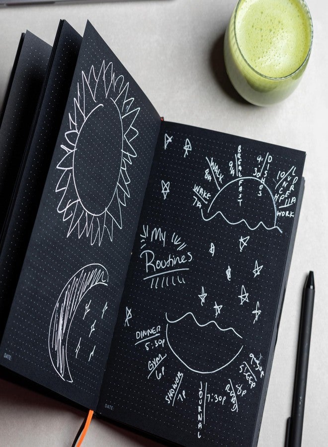Notsu Pitch Black Paper Notebook A5 Dotted Journal | Minimalist Bullet Dot Grids with 160 Black Pages of Premium Thick 150gsm Paper, Vegan Leather Hardcovers - Image 5