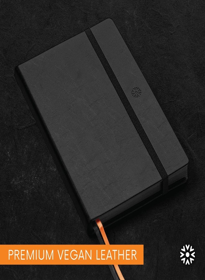 Notsu Pitch Black Paper Notebook A5 Dotted Journal | Minimalist Bullet Dot Grids with 160 Black Pages of Premium Thick 150gsm Paper, Vegan Leather Hardcovers - Image 2