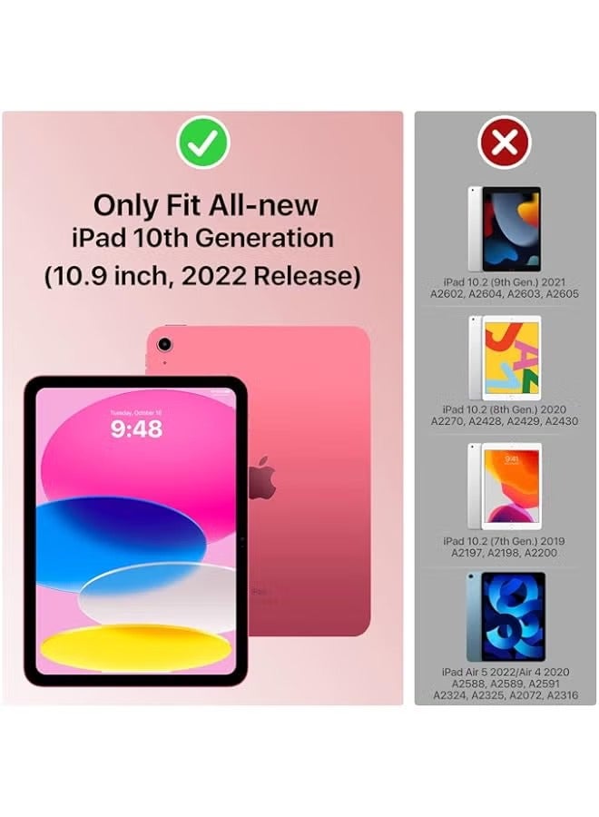 بروماس حافظة لجهاز iPad الجيل العاشر مع حامل قلم iPad 10.9 بوصة حافظة 2022، حافظة ظهر ذكية ناعمة من مادة TPU لجهاز iPad الجيل العاشر، تدعم معرف اللمس والاستيقاظ/النوم التلقائي، أحمر بطيخي - Image 2