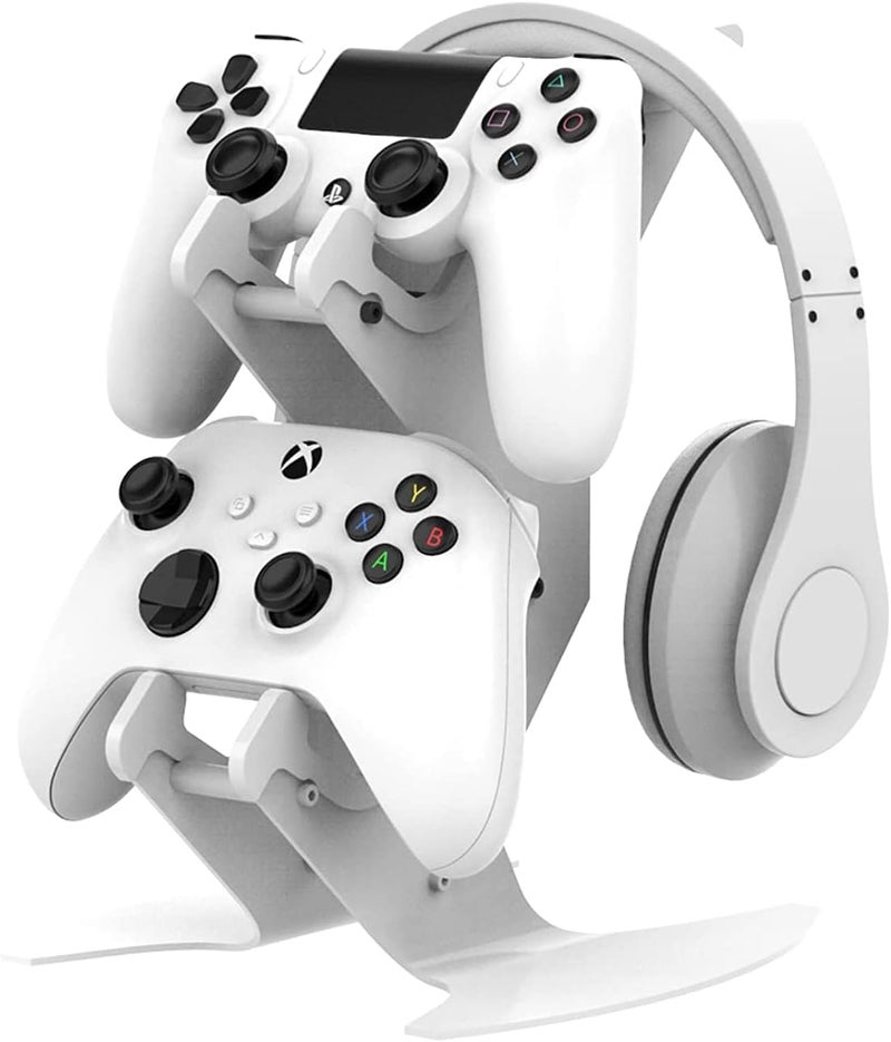 NBCP Assorted color options Controller Holder, Game Controller Headset Stand for Xbox Series X S / Xbox one / PS5 / PS4 / NS / PC /Headset , Aluminum Metal Headset Mount Universal Organizer for Video Game Accessories (White) Long term heavy use compatible - Image 1