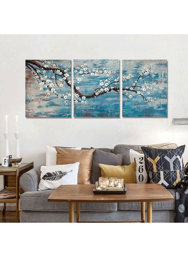 NIBEMINENT 3-Piece Plum Blossom Wall Painting Set Blue/Brown/White 23.6x15.7x0.1ininch - Image 4