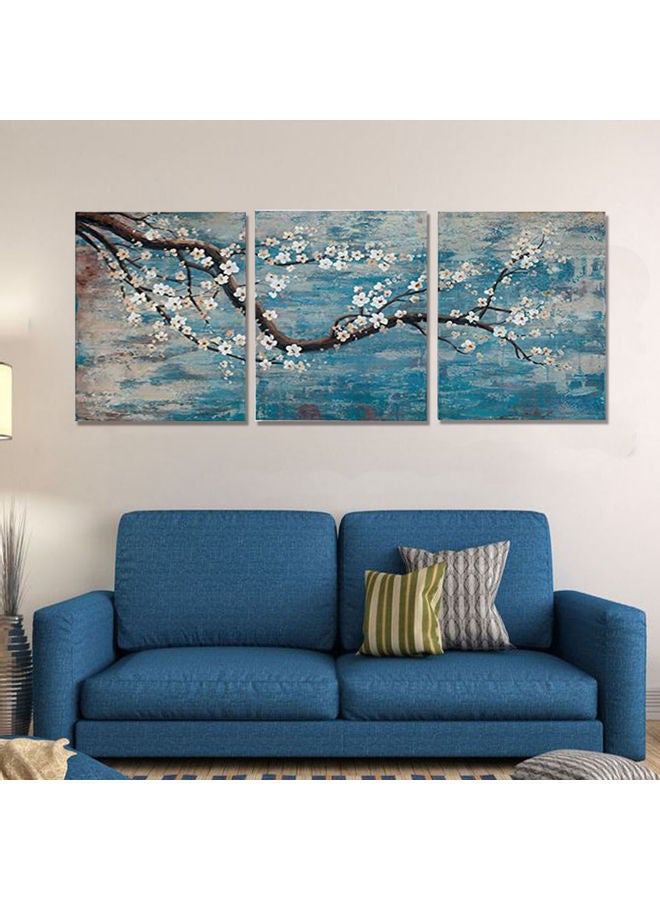 NIBEMINENT 3-Piece Plum Blossom Wall Painting Set Blue/Brown/White 23.6x15.7x0.1ininch - Image 5