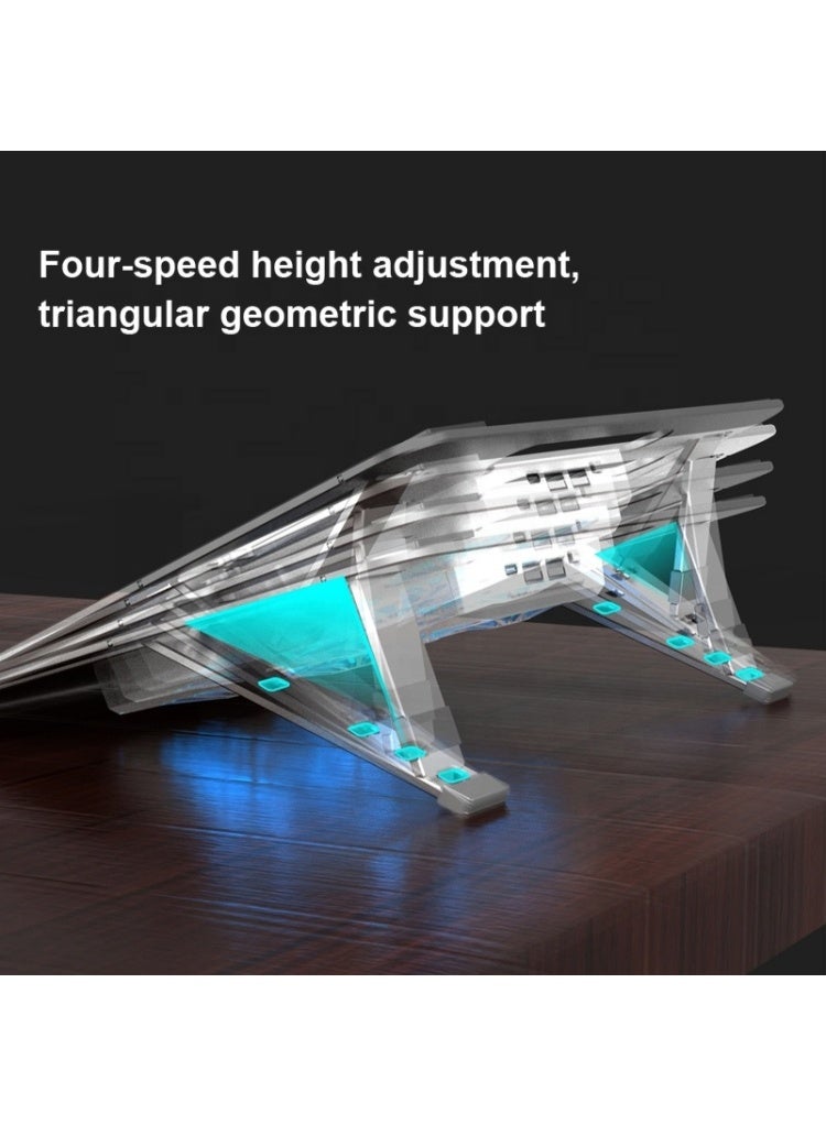 Premium Aluminum Laptop Tablet Stand with 4 Fan Cooling, Dual USB Output Ports, Height Adjustable Ergonomic For (8-15.6'') | Silver - Image 3