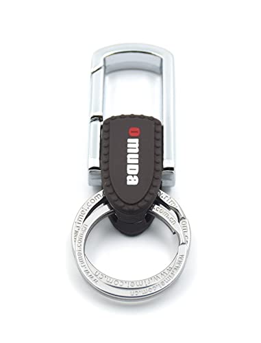 Omuda Stylish Hook Locking Silver Metal Carabiner Double Ring Hook Metal Key Chain for Men & Women - Image 1