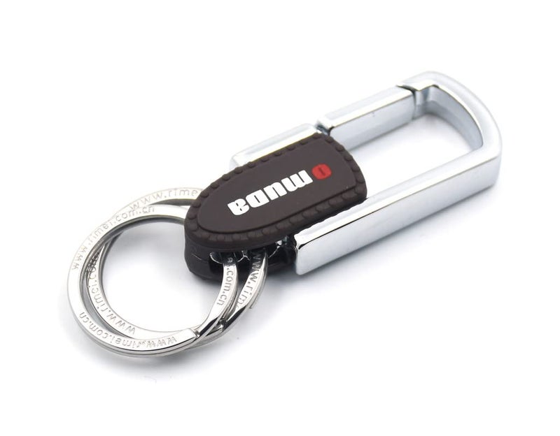 Omuda Stylish Hook Locking Silver Metal Carabiner Double Ring Hook Metal Key Chain for Men & Women - Image 3