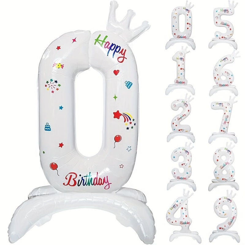 32 Inch White Standing Crown Digital Aluminum Film Number 6 Party Birthday Decoration - Image 2