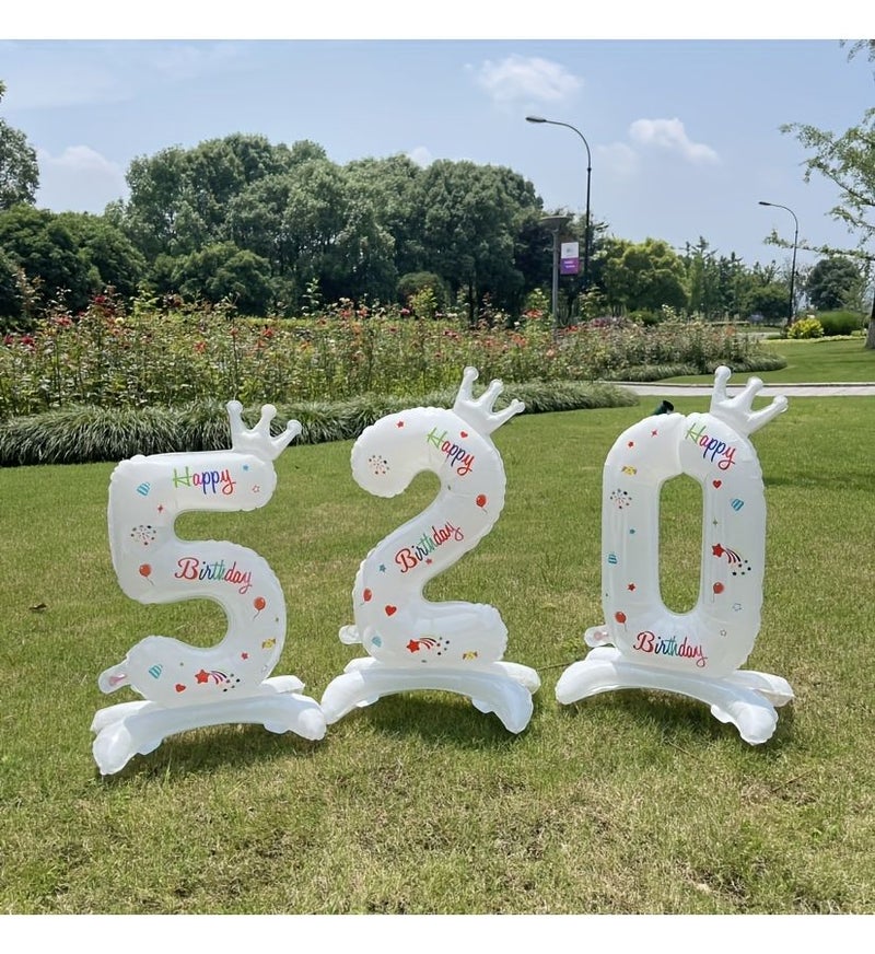 32 Inch White Standing Crown Digital Aluminum Film Number 6 Party Birthday Decoration - Image 5