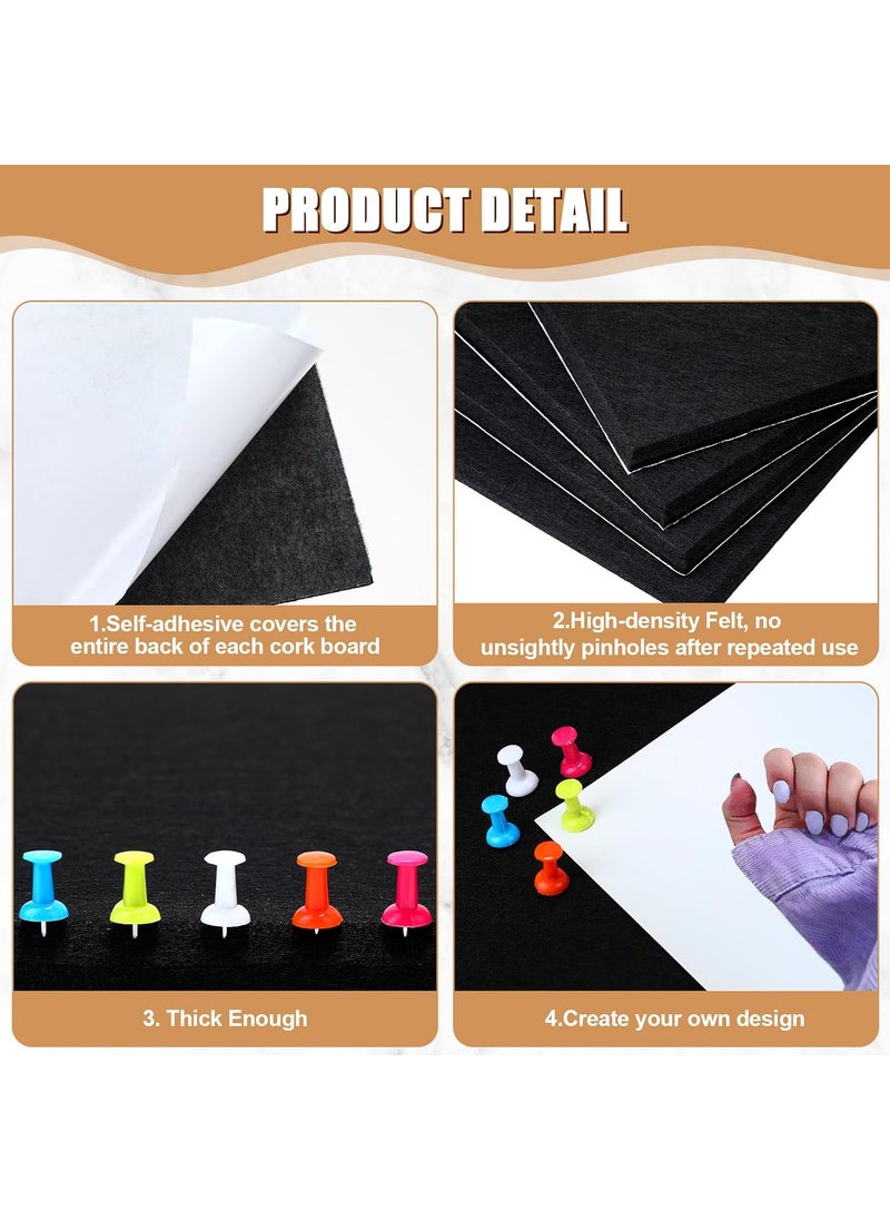 Reginary Reginary 14 Pack Felt Cork Board for Wall 83 x 24 x 12 Thick Cork Bulletin Board Self Adhesive Felt Tiles with 200 Push Pins Each Square Corkboard 12 x 12 for Office Classroom Home Decoration  - Image 3