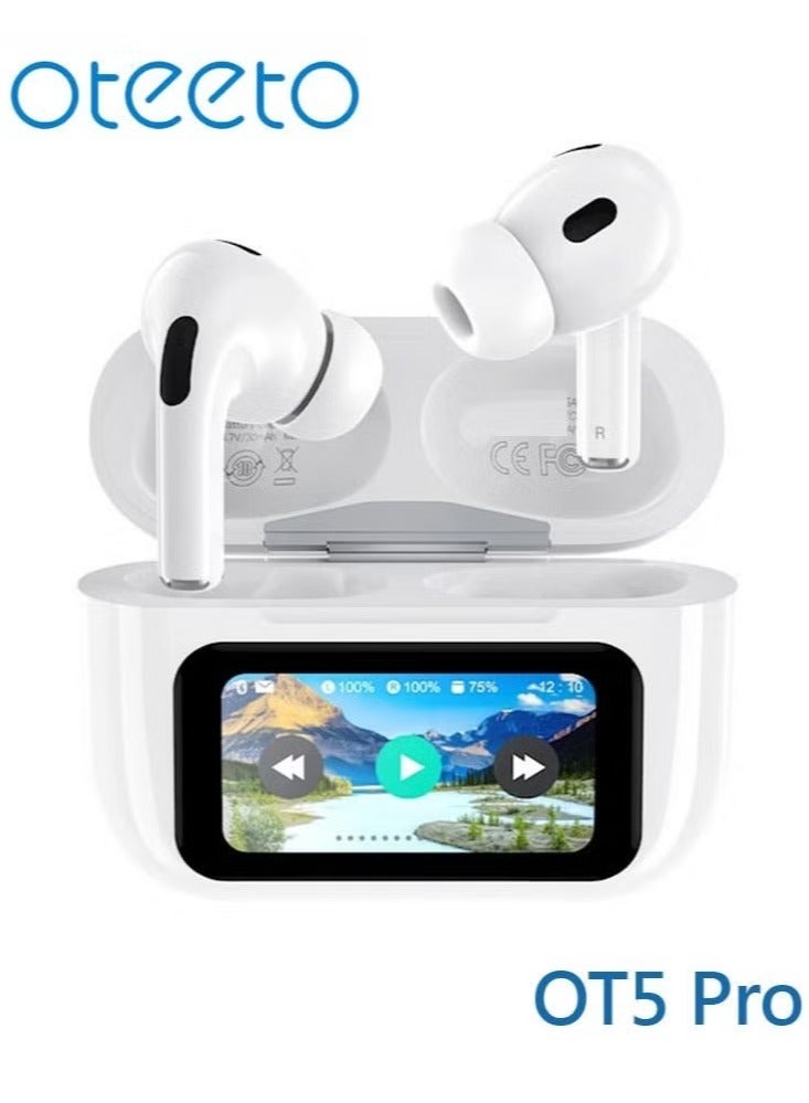 Oteeto OT5 Pro Wireless Earbuds with Smart Display – Advanced Noise Cancellation, Hi-Fi Sound Quality, Touch Controls, 30+ Hours Playtime, and Quick Charging – Designed for iPhones, iPads & Bluetooth Devices – Comfortable & Lightweight for Daily Use - Image 1