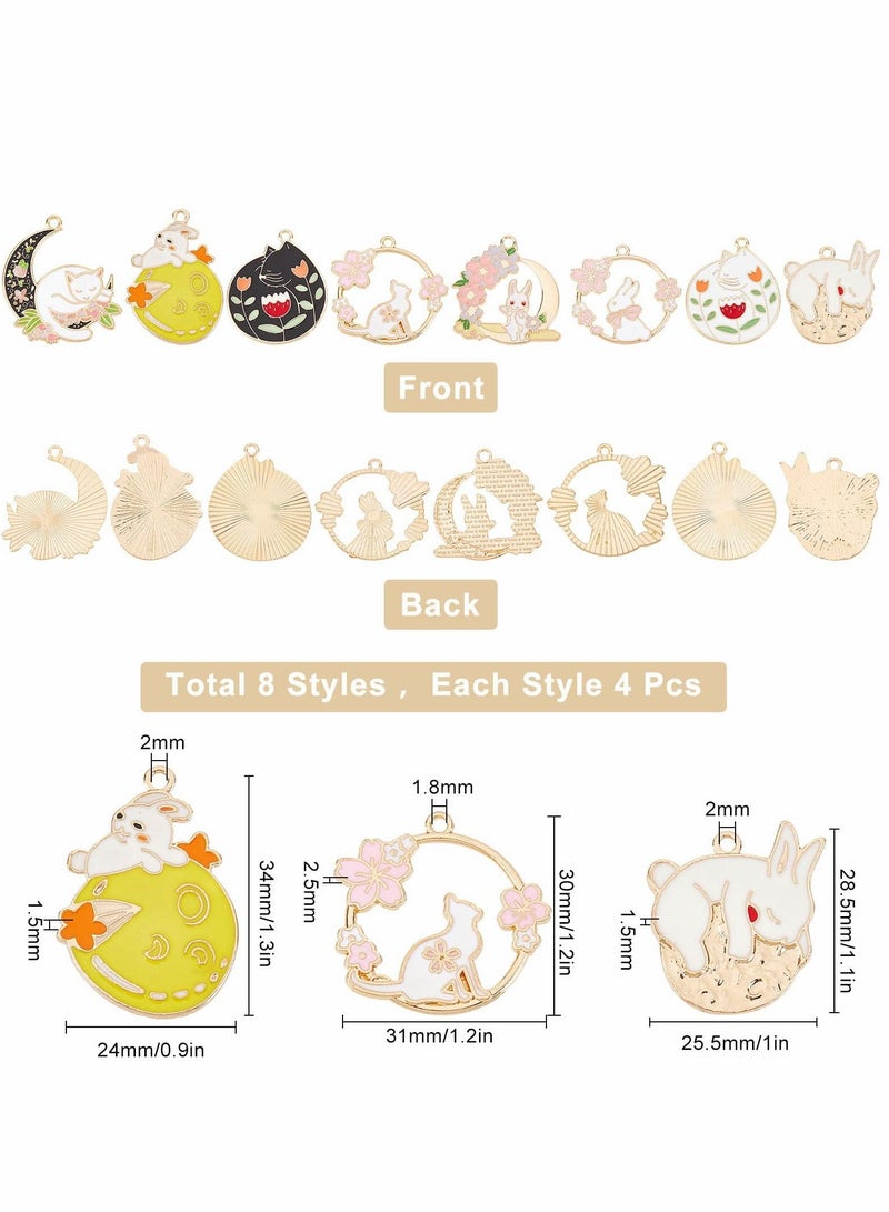 SYOSI Bracelet Charms, 32pcs Cartoon Styles Flower Kawaii Sakura Pendants Enamel Rabbit Charms for Jewelry Making Necklace Bracelet Earring Findings Alloy  - Image 5