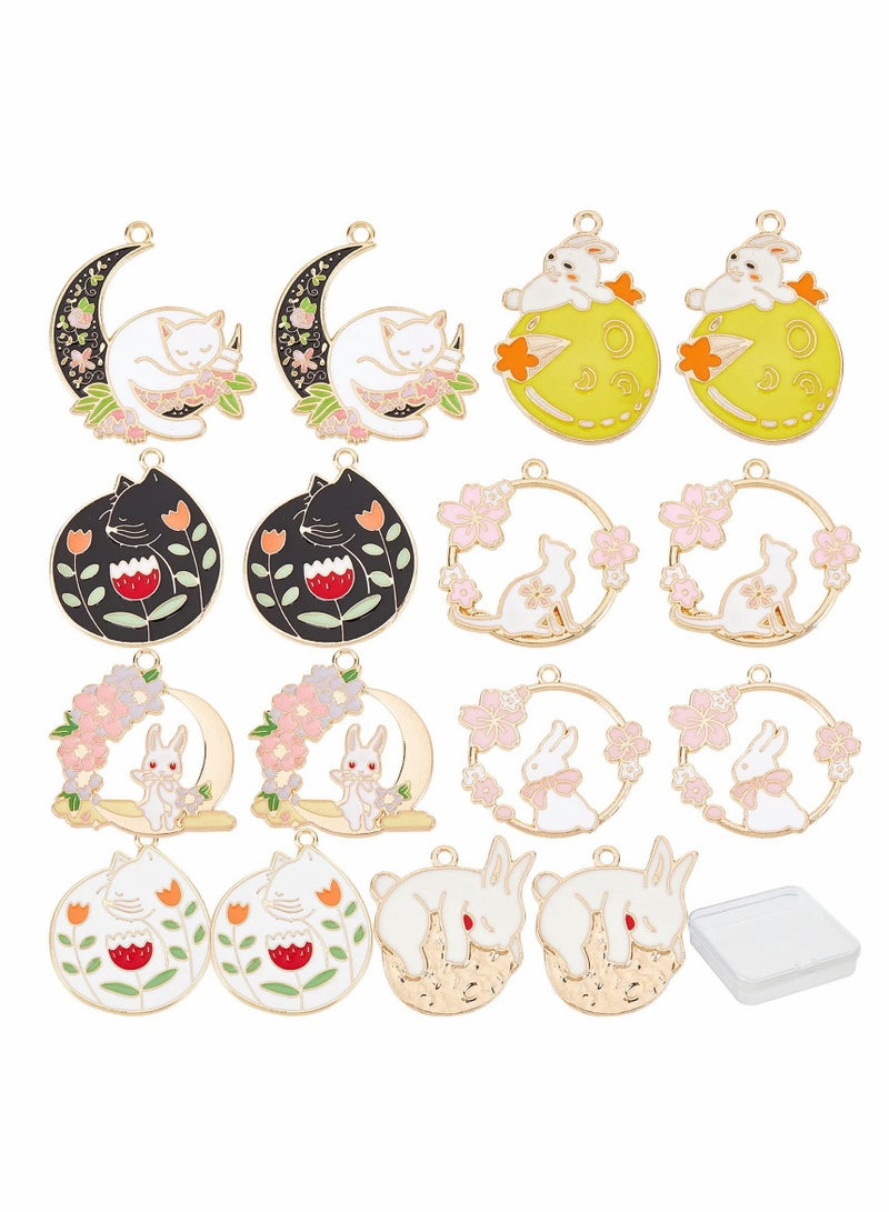 SYOSI Bracelet Charms, 32pcs Cartoon Styles Flower Kawaii Sakura Pendants Enamel Rabbit Charms for Jewelry Making Necklace Bracelet Earring Findings Alloy  - Image 1