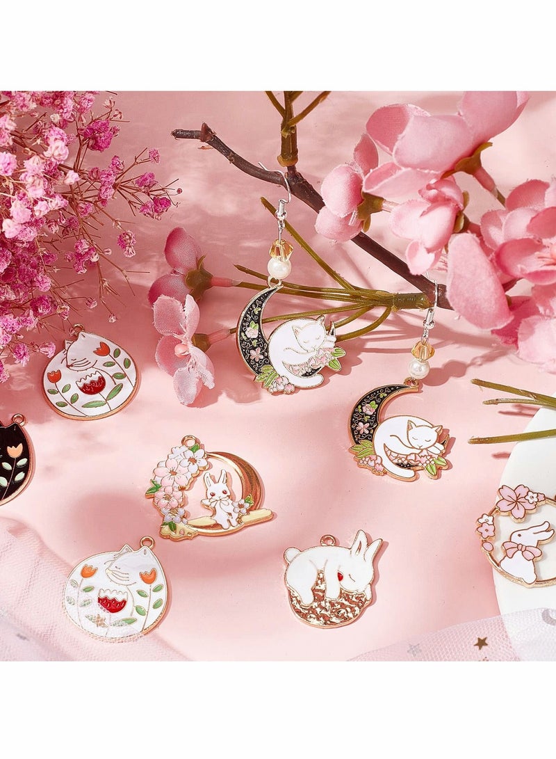 SYOSI Bracelet Charms, 32pcs Cartoon Styles Flower Kawaii Sakura Pendants Enamel Rabbit Charms for Jewelry Making Necklace Bracelet Earring Findings Alloy  - Image 4