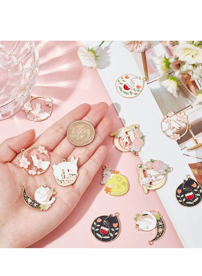 SYOSI Bracelet Charms, 32pcs Cartoon Styles Flower Kawaii Sakura Pendants Enamel Rabbit Charms for Jewelry Making Necklace Bracelet Earring Findings Alloy  - Image 3