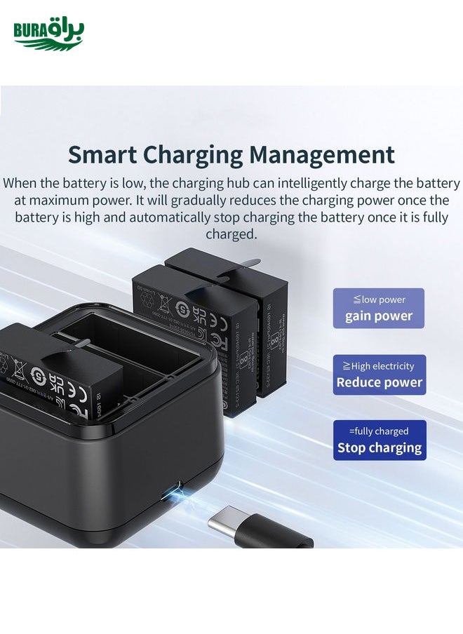 BURAQ For Insta360 Ace Pro / Ace aMagisn 3 Slots Battery Charger Charging Hub  - Image 4