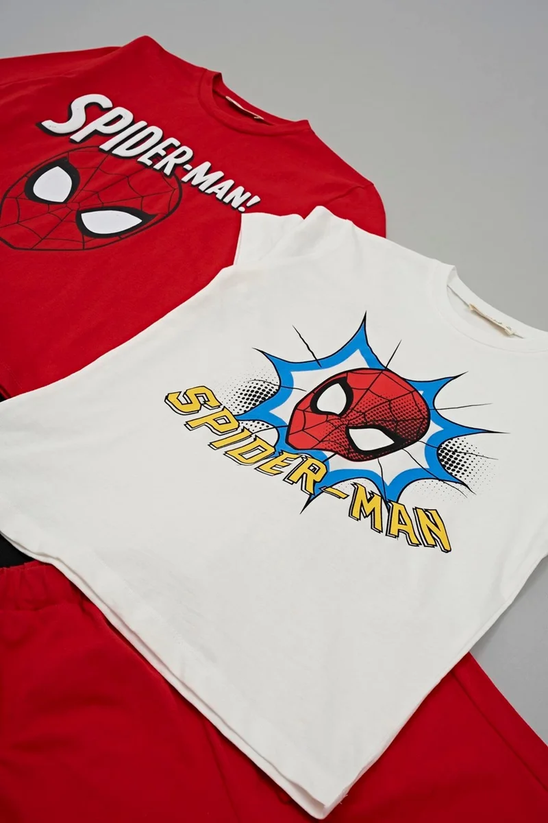 For You Kids 4-Piece Spider-Man Printed Tshirt Shorts Trousers Red Set