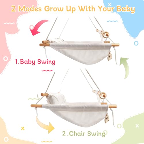 Tislly Baby Swing Outdoor Indoor for Infants to Toddlers, Portable Adjustable Baby Porch Swing with 5-Point Safety Belt, Kids Tree Hanging Chair Toys for Door Garden Backyard - Image 2
