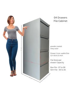 AAVATAR AAVATAR 4 Drawer Steel Filing Cabinet Lateral File Cabinet Vertical File Cabinets Sturdy and Spacious File Cabinet for Organized Storage Ideal for Home or Office Use Powder Coated Grey  - Image 3