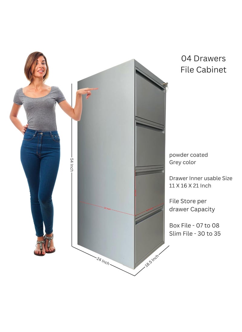 AAVATAR AAVATAR 4 Drawer Steel Filing Cabinet Lateral File Cabinet Vertical File Cabinets Sturdy and Spacious File Cabinet for Organized Storage Ideal for Home or Office Use Powder Coated Grey  - Image 3