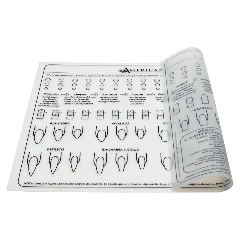AMERICANAILS .COM Americanails Acrylic Nail Training Mat, Spanish, Plantilla en Silicona Para Principiantes, Aprender Aplicar Uñas Acrílicas, Ayudará Aprender Los Conceptos Básicos De La Aplicación Acrílica - Image 4