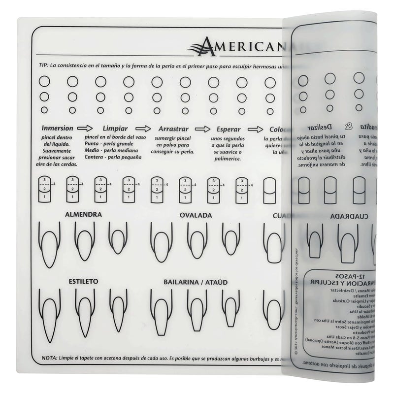 AMERICANAILS .COM Americanails Acrylic Nail Training Mat, Spanish, Plantilla en Silicona Para Principiantes, Aprender Aplicar Uñas Acrílicas, Ayudará Aprender Los Conceptos Básicos De La Aplicación Acrílica - Image 3
