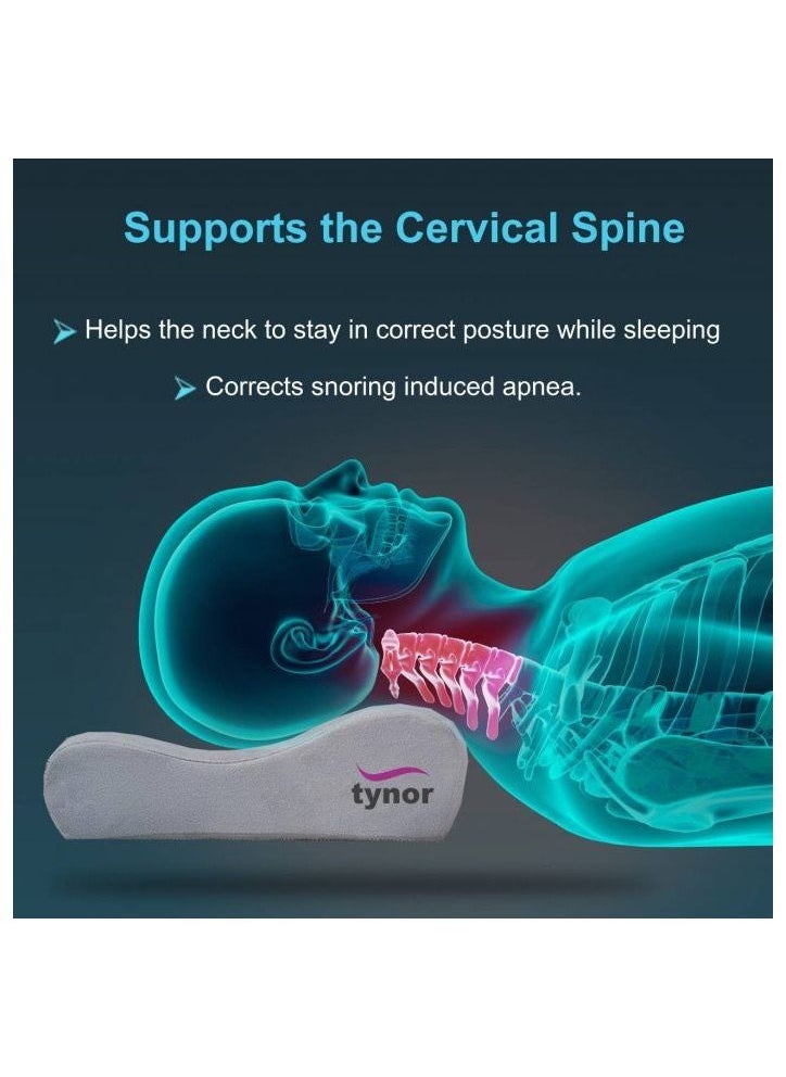 CONTOURED CERVICAL PILLOW designed to support the cervical spine in neutral position during sleep. Contoured Cervical Pillow keeps the neck in slightly hyperextension position while sleeping