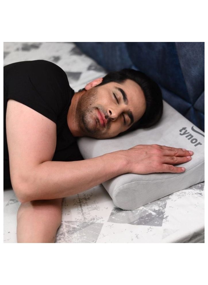 CONTOURED CERVICAL PILLOW designed to support the cervical spine in neutral position during sleep. Contoured Cervical Pillow keeps the neck in slightly hyperextension position while sleeping