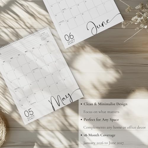 Paper Play Modern Vertical Wall Calendar 2026-18 Month Calendar January 2026 to June 2027, 11x13.5 Inches Cursive Font Design with Spiral Twin-Wire Binding - Image 5