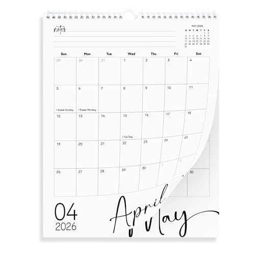 Paper Play Modern Vertical Wall Calendar 2026-18 Month Calendar January 2026 to June 2027, 11x13.5 Inches Cursive Font Design with Spiral Twin-Wire Binding - Image 1