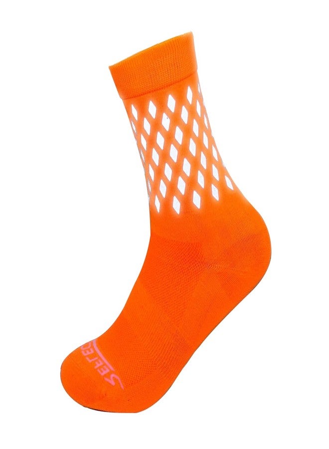 ReflecToes Reflective Socks, Orange – High Visibility Socks For Running and Cycling–for Night Runners, Bikers, and Outdoor Athletes (Orange, Medium) - Image 1