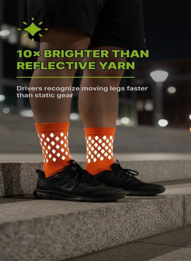 ReflecToes Reflective Socks, Orange – High Visibility Socks For Running and Cycling–for Night Runners, Bikers, and Outdoor Athletes (Orange, Medium) - Image 2