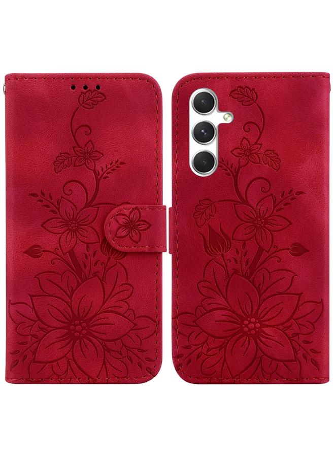 S-TOP Case For Samsung Galaxy S24+ 5G Lily Embossed Leather Phone Case - Image 1