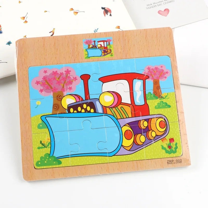 Bluejw 12 Pieces   Trending Kids  Baby  Wooden Intelligent Toys for Boys and Girls Learning  Brain Puzzle Game - Image 1