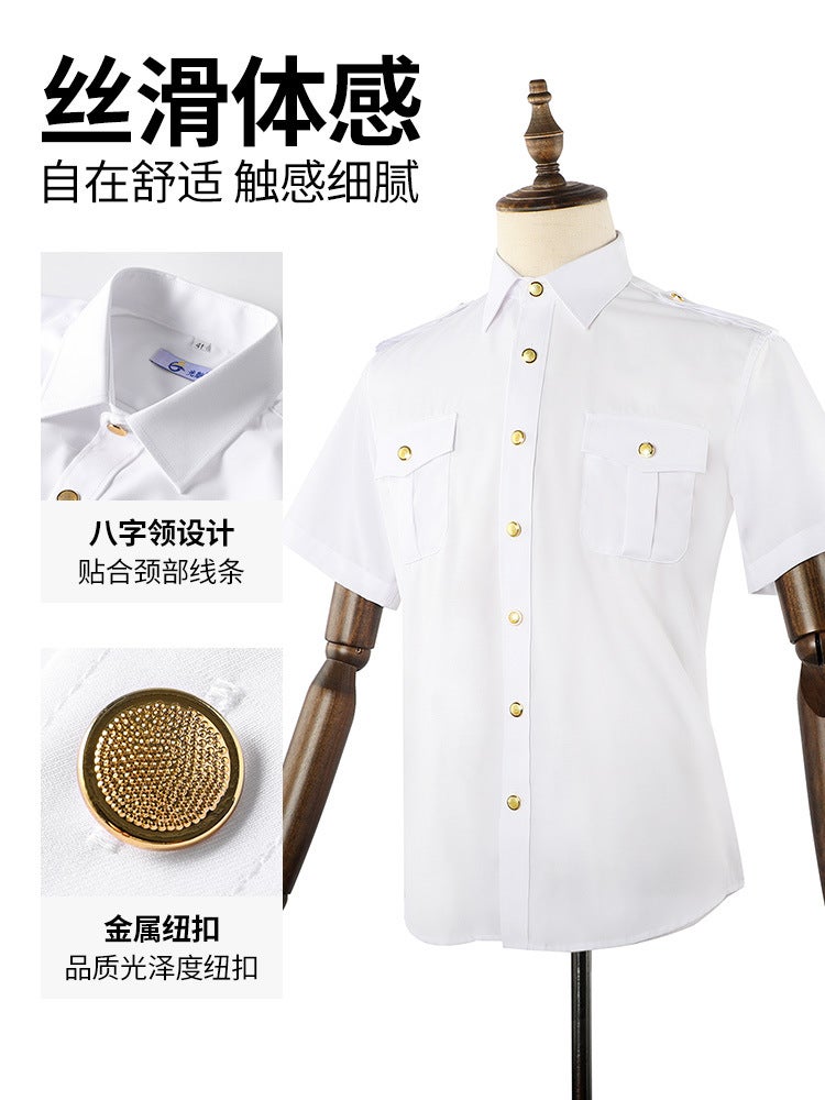 All-Match Shirt Men's Work Clothes Concierge Clothes Flight Attendant Long-Sleeved Shirt Team Performance Uniform suit Professional Work Clothes - Image 4