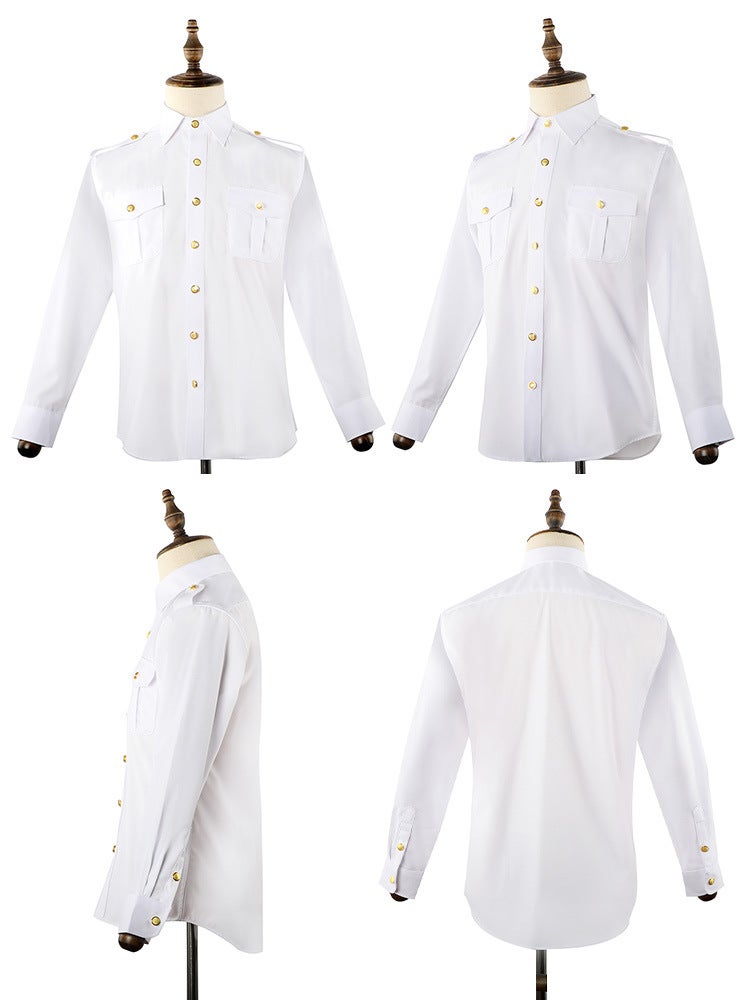 All-Match Shirt Men's Work Clothes Concierge Clothes Flight Attendant Long-Sleeved Shirt Team Performance Uniform suit Professional Work Clothes - Image 5