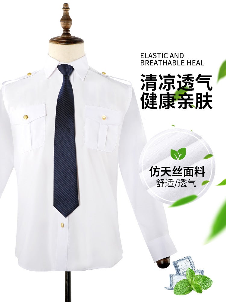 All-Match Shirt Men's Work Clothes Concierge Clothes Flight Attendant Long-Sleeved Shirt Team Performance Uniform suit Professional Work Clothes - Image 3