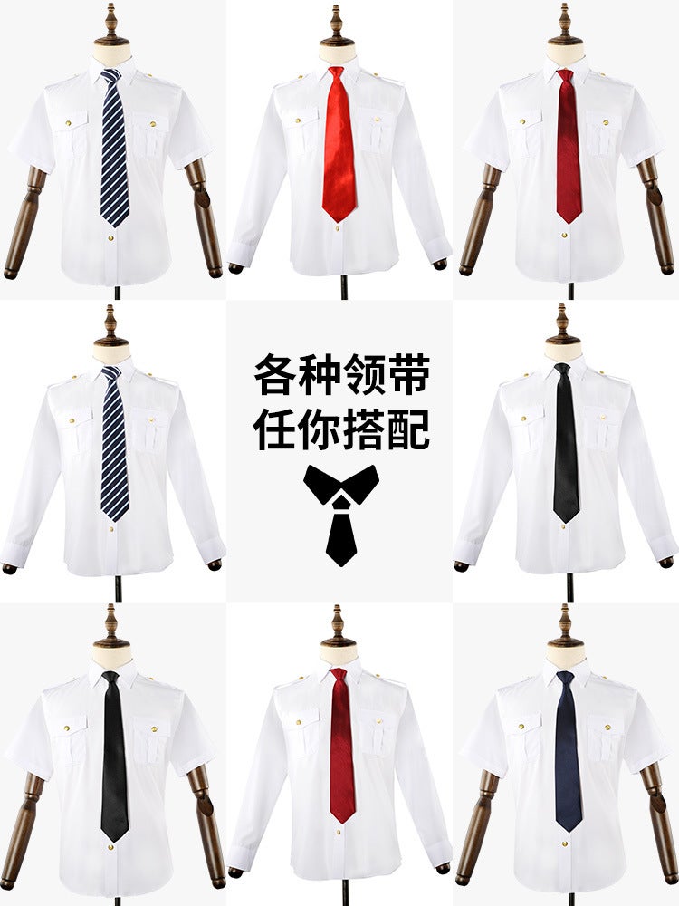 All-Match Shirt Men's Work Clothes Concierge Clothes Flight Attendant Long-Sleeved Shirt Team Performance Uniform suit Professional Work Clothes - Image 2