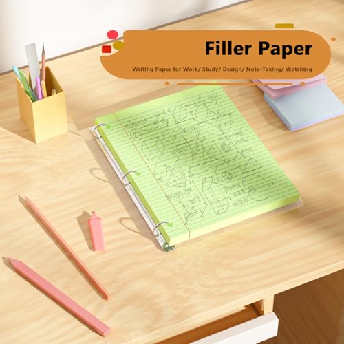 AILZFEI Green Loose Leaf Paper 100 Sheets Colored Filler Paper 8 * 10.5 College Ruled 3-Hole Punched for 3-Ring Binders Notebook Lined 8" x 10.5" - Image 3