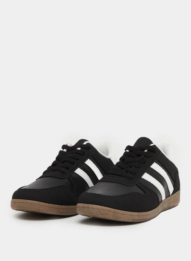 ستايلي Styli Striped Lace Up Gum Sole Sneakers