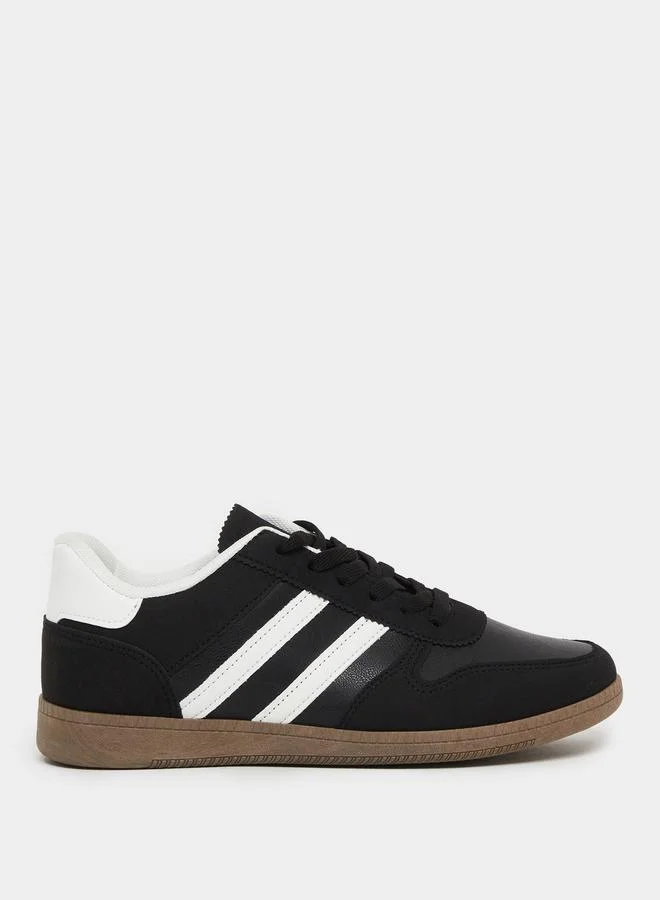 ستايلي Styli Striped Lace Up Gum Sole Sneakers