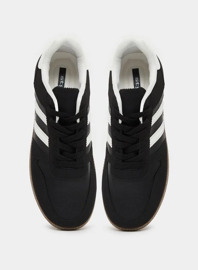 Styli Styli Striped Lace Up Gum Sole Sneakers