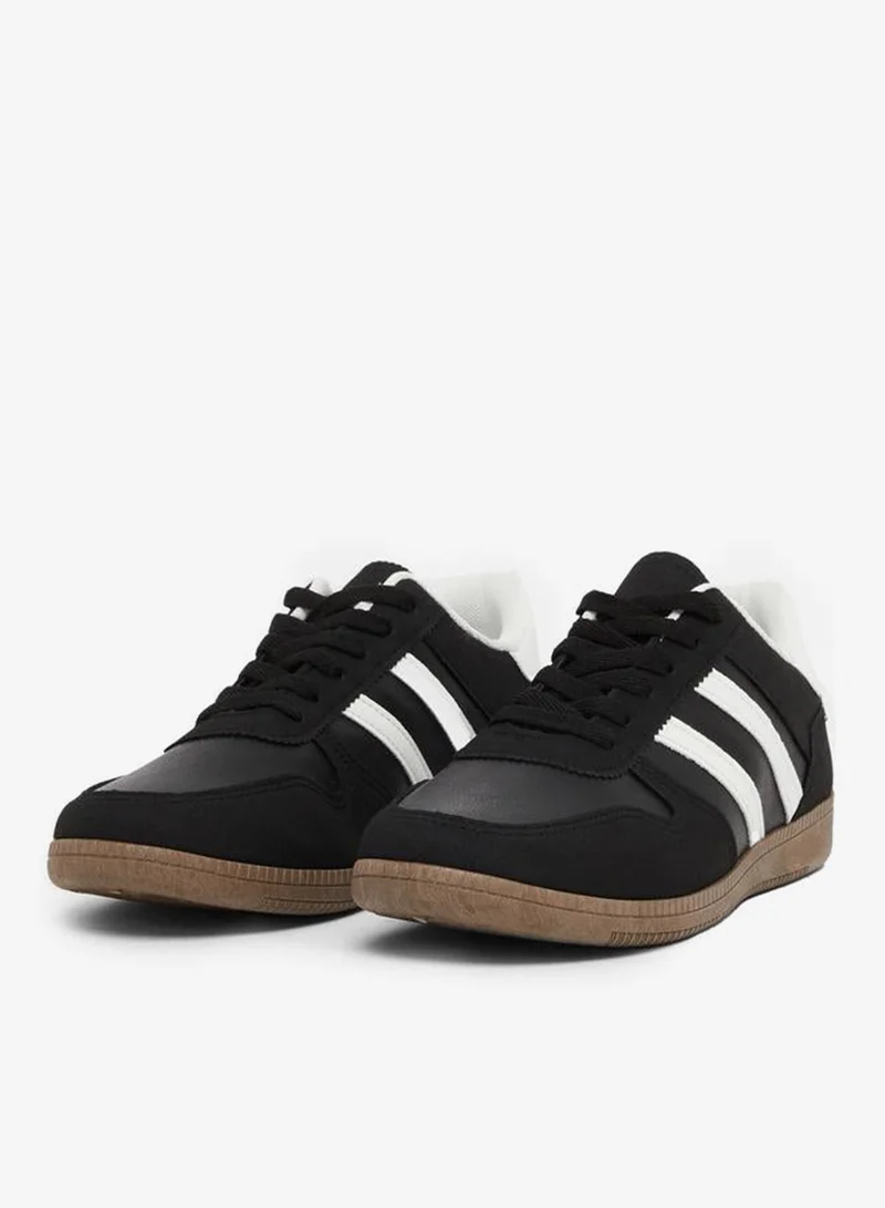 Styli Styli Striped Lace Up Gum Sole Sneakers